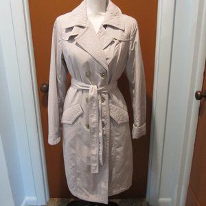 Women's ''OstRich'' Long Trench Coat, Light Grey, Buttons, Size 40/46